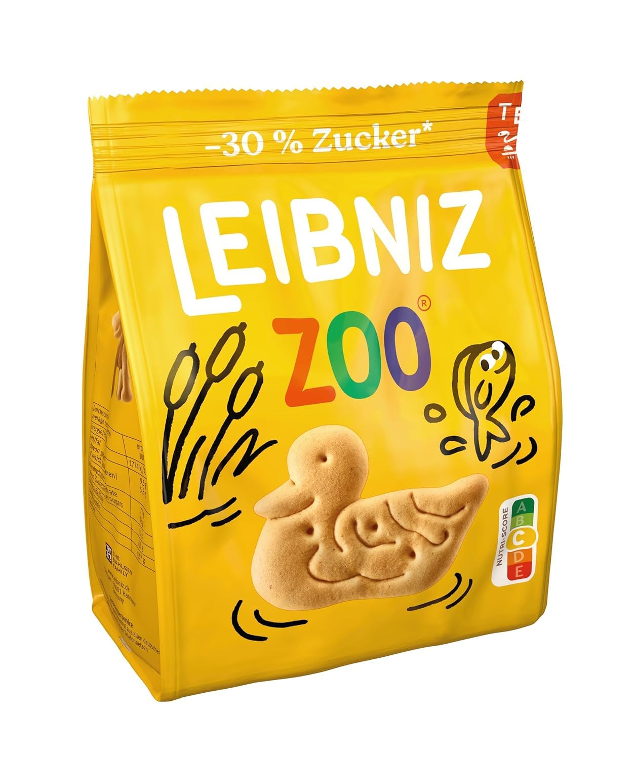 Leibniz 30% Sugar Animal Themed Butter Biscuits Crispy Biscuits with Less Sugar 125g (Imported)