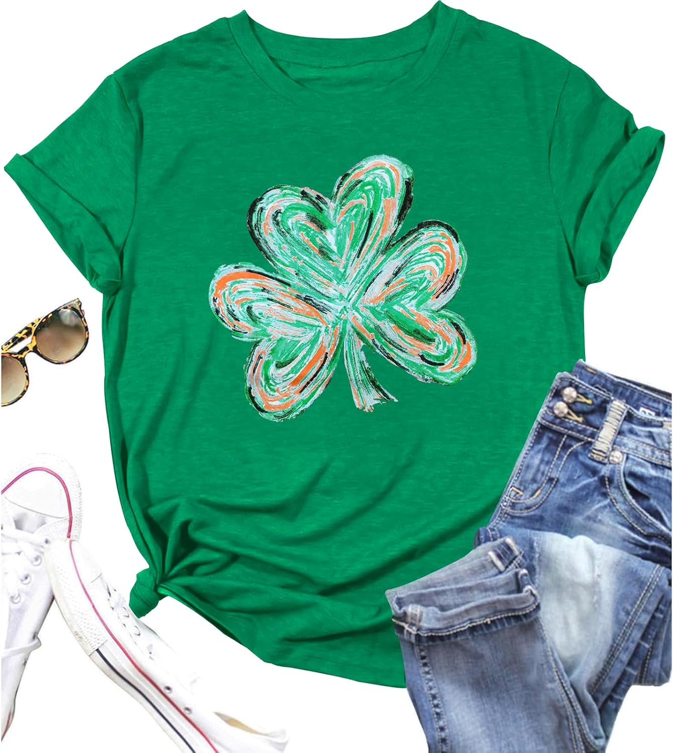 St Patrick's Day Shirts for Women Lucky Irish Shamrock Paddy's Shirt Cute Shamrock Graphic Short Sleeve Tees Tops 2025