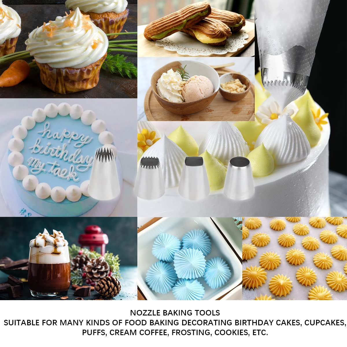 Backform-Set Aus Edelstahl – 4 Verschiedene Spritztüllen Für Cupcakes, Kekse & Torten-Deko