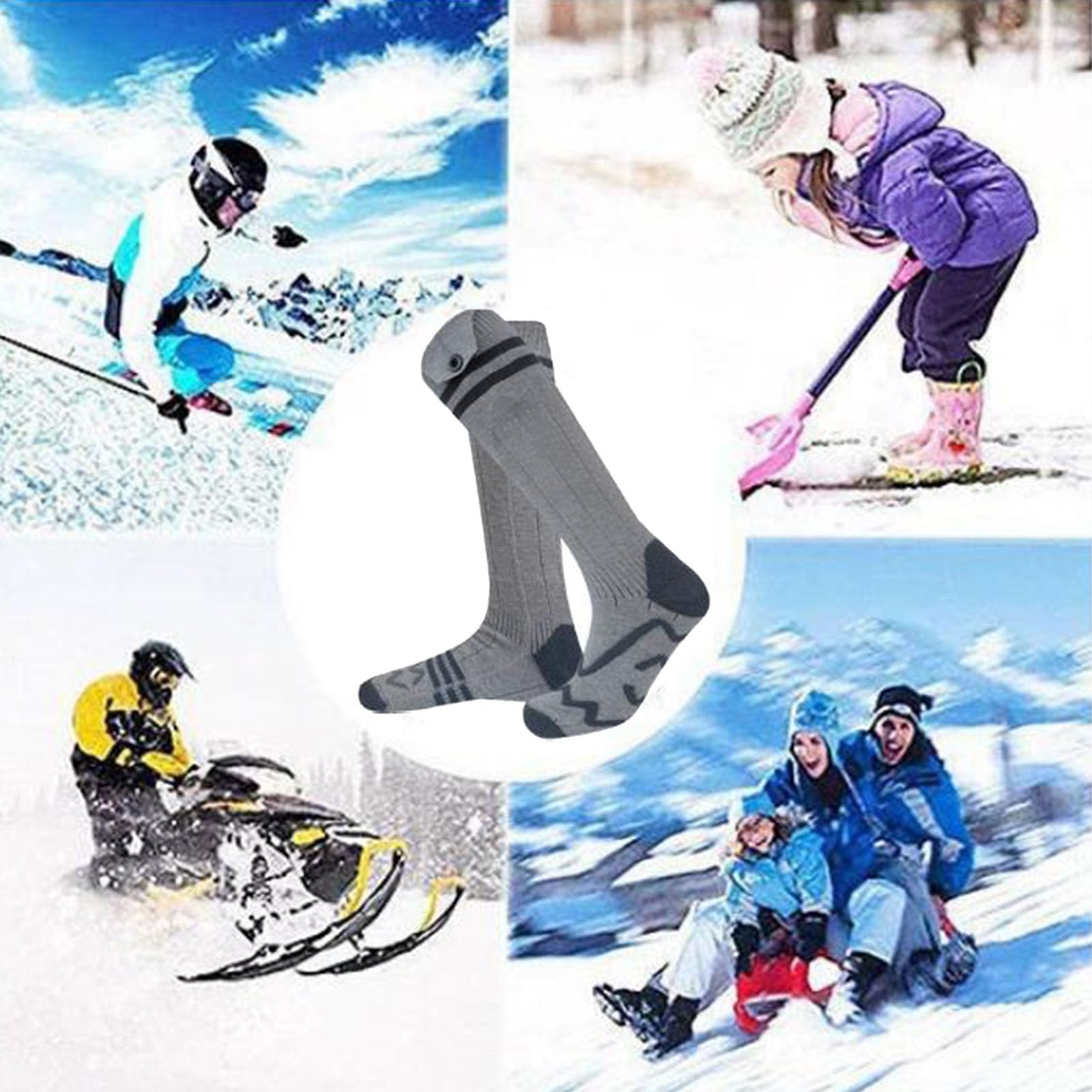 Calze Riscaldate a Batteria, 5000mah Calze Riscaldanti con 4 Temperature, Riscaldamento a 360° per Campeggio Ciclismo Pesca Sci