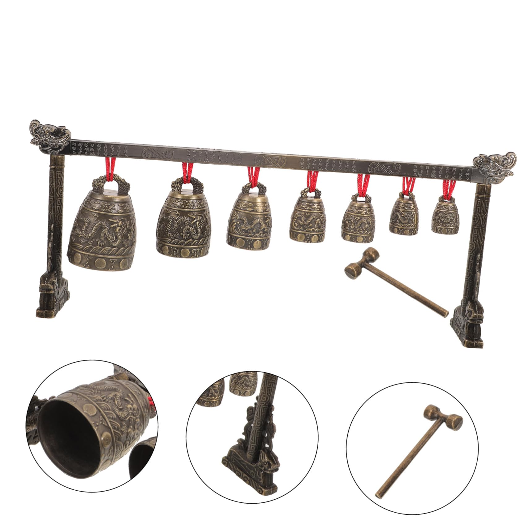 UPKOCH Vintage Chinesisches Klangspiel Aus Zinklegierung Sieben-rundige Bronzeimitat-bells Für Asiatische Musik Klarer Klang Dekoratives Percussion-instrument Und Geschenkidee