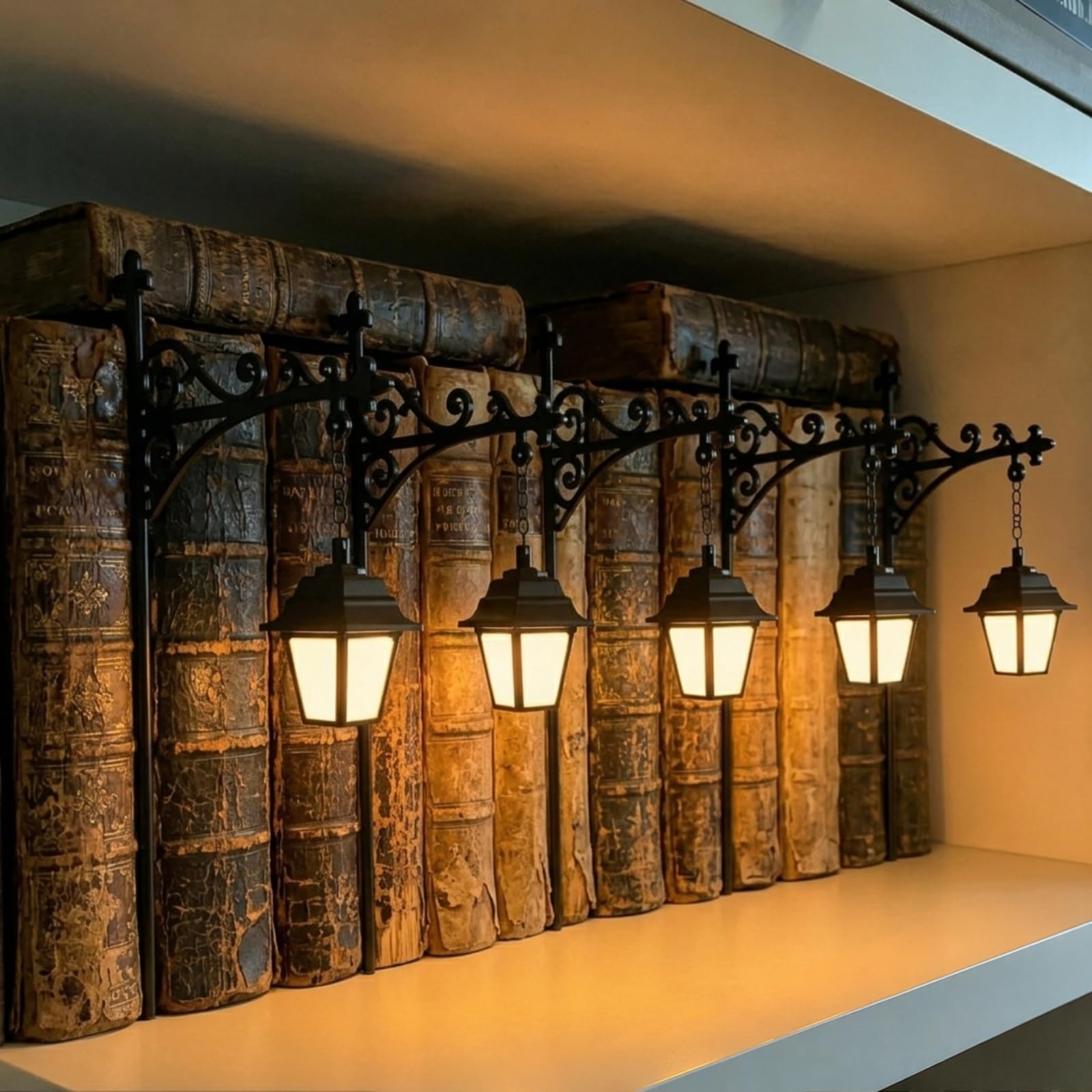 Linterna de biblioteca, luces decorativas para estantería, lámpara de libro, luces vintage para libros de lectura, luces de estante para libros de libros, lámpara LED antigua para rincón de estudio
