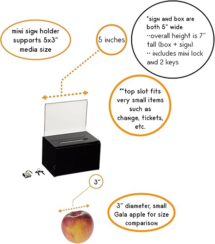 Miniatura 4 de SourceOne caja de donaciones con sostén para firma y cierre, 5 pulgadas de ancho, Negro