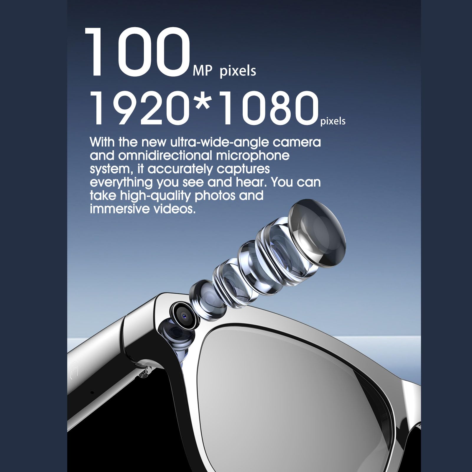 Fockety Lunettes avec caméra, 4K, tactiles, étanches, intelligentes, IA, avec étui de Rangement, compatibles Bluetooth, appels, Musique, Enregistrement Photo, vidéo, Traduction
