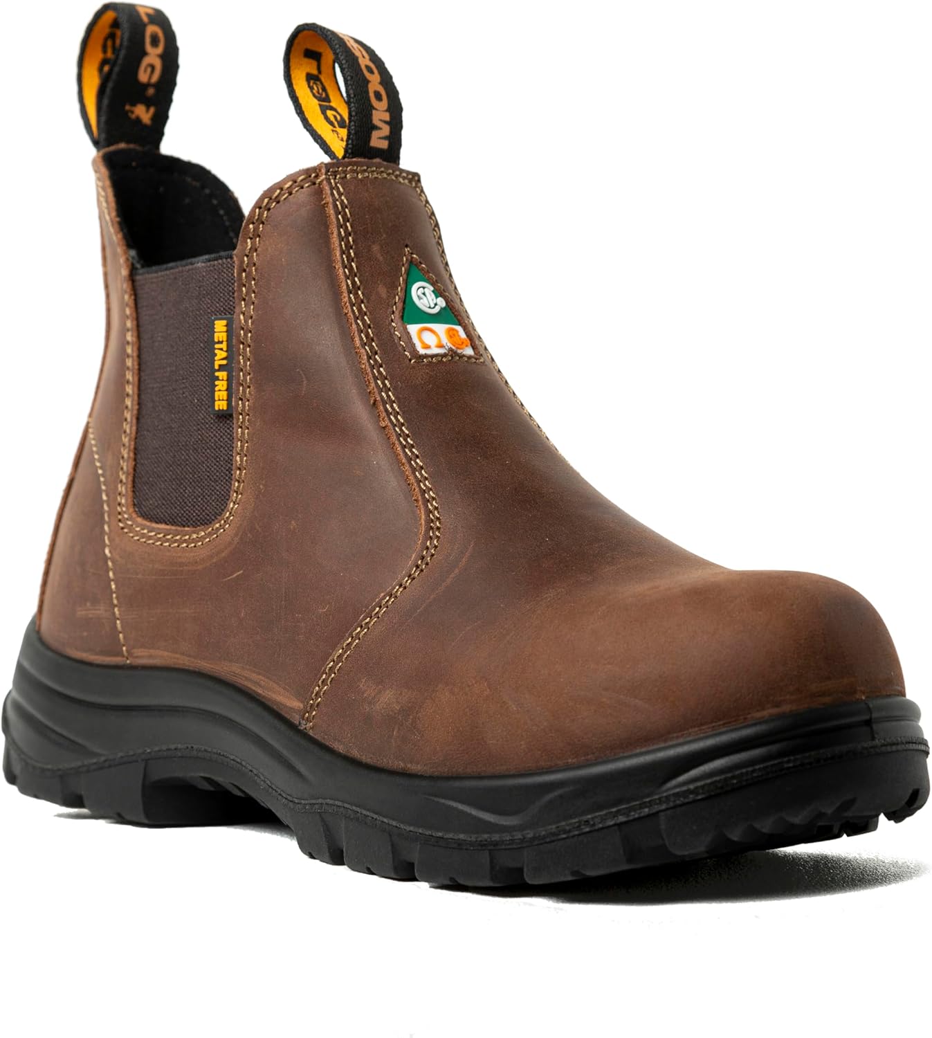 MooseLog Women's ASTM & CSA Certified Composite Toe Chelsea Work Boots – 100% Leather, Lightweight, I/C/EH/PR/ESR, Oil/Slip/Heat Resistant, Rubber Outsole, Safety Boots 666