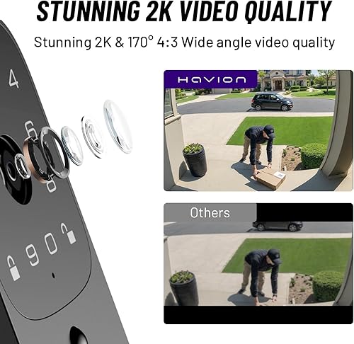 Miniatura 7 de Cerradura inteligente Havion con cámara - Incluye timbre, cerradura inteligente Wi-Fi 3-en-1+cámara+video timbre con huella digital sin llave