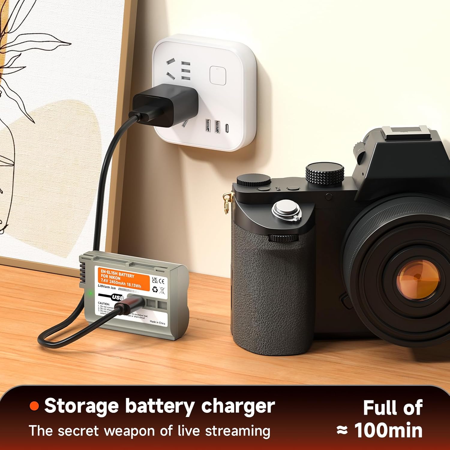 EN-EL15, EN-EL15a, EN-EL15b, EN-EL15c Batteries 2 Pack USB-C Charging for Nikon D7500, D750, Z6, Z6 ii, Z7, Z7ii, Z8, D500, D600, D610, D810, D800, D800E, D710E, D850, D7000, D7100, D7200 Cameras
