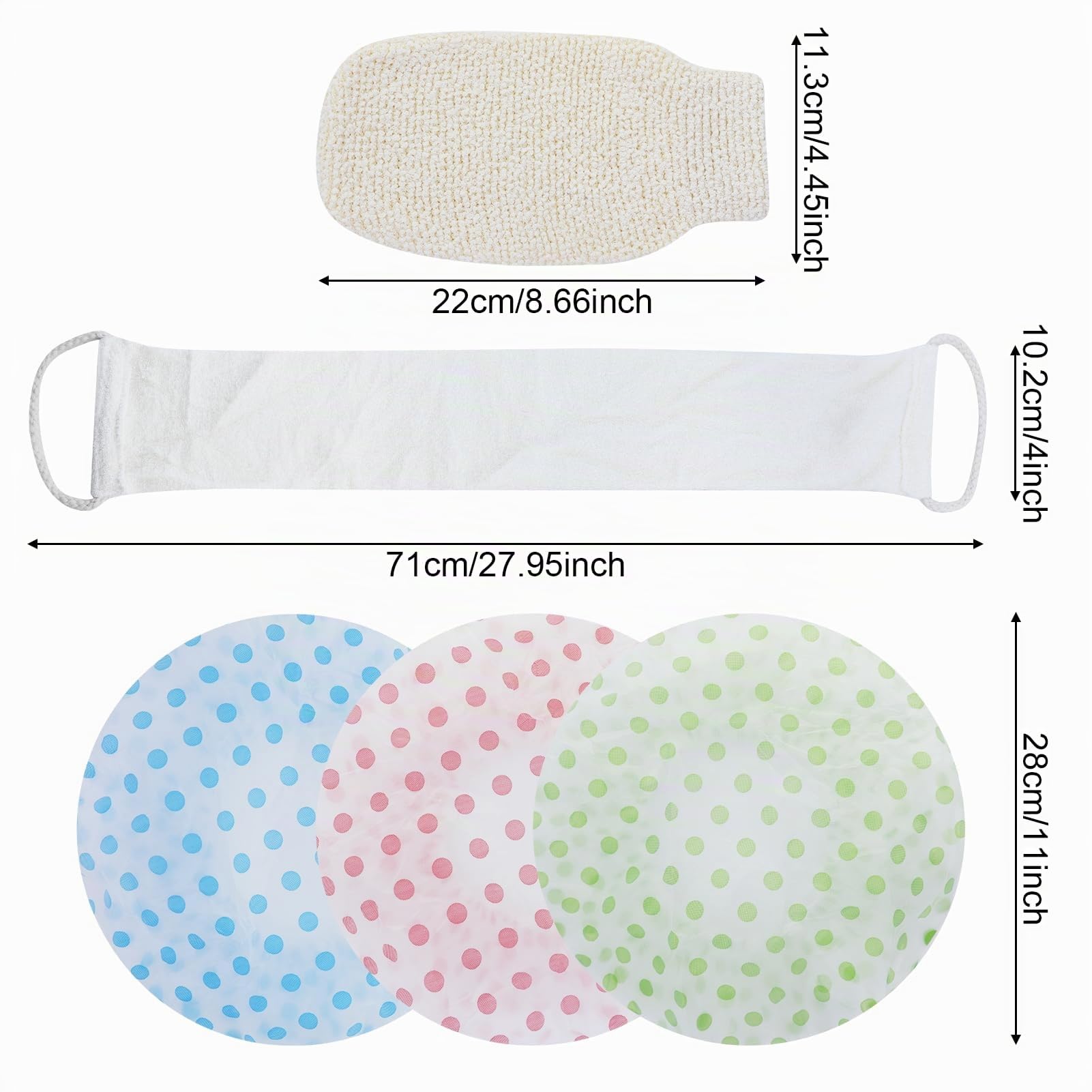 Loofah Back Scrubber, cinturino da bagno in luffa con spugna di Luffa, esfoliante biologico esfoliante per la schiena, per uomini e donne