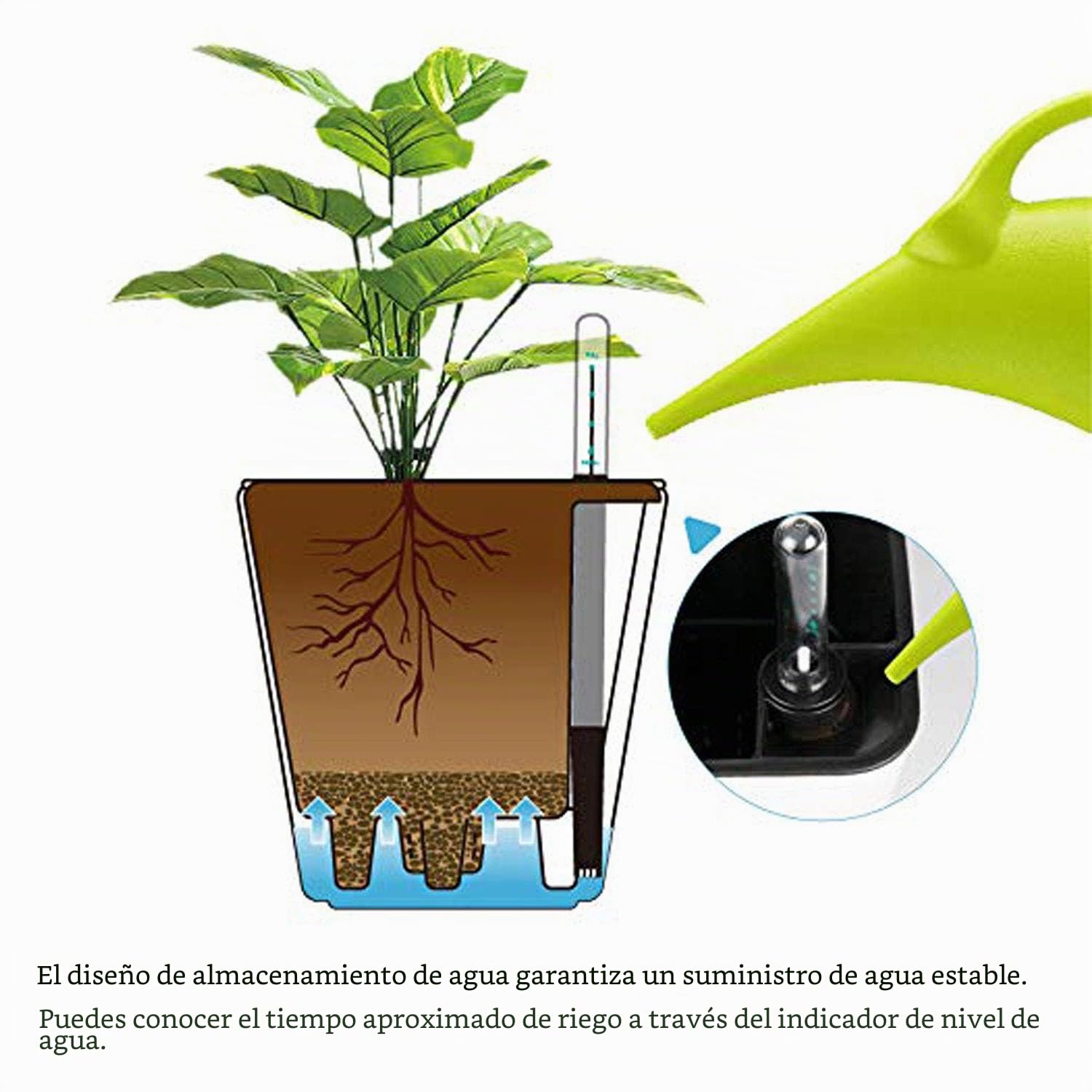 T4u 13CM Auto Riego Plantador Blanco Cuadrada Paquete de 3, Maceta para Interiores al Aire Libre Jardines de Windowsill Planta Decorativa para Flores Hierbas