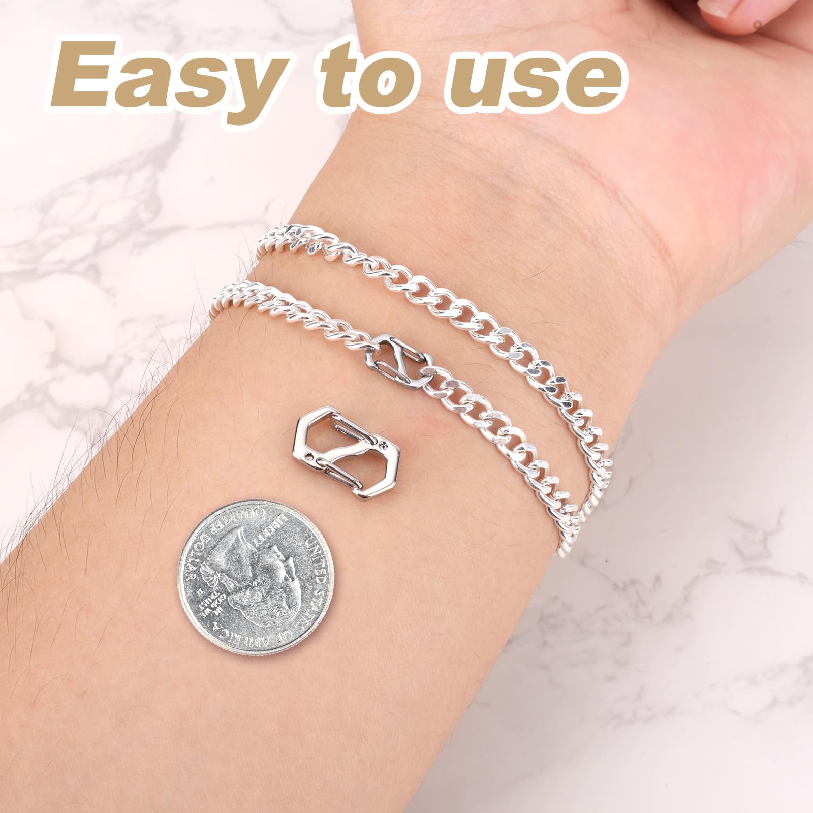 Chiusura a Moschettone a Doppia Apertura in Acciaio Inossidabile, Accorciatore per Collana e Bracciale, Fermagli per Gioielli Fai da Te (Argento) 12 Pezzi
