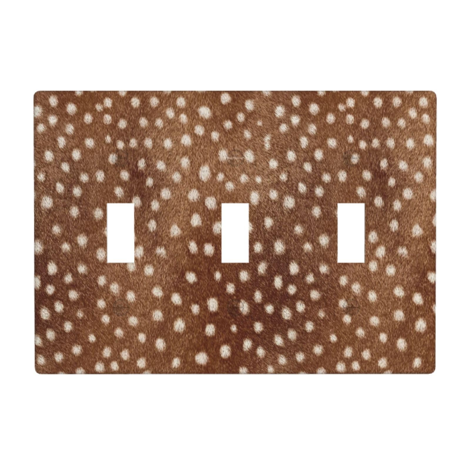 Deer Dotted Print Pattern Light Switch Covers 3 Gang Triple Toggle Wall Plate Switchplate Electrical Faceplate for Bathroom Kitchen Bedroom Decor
