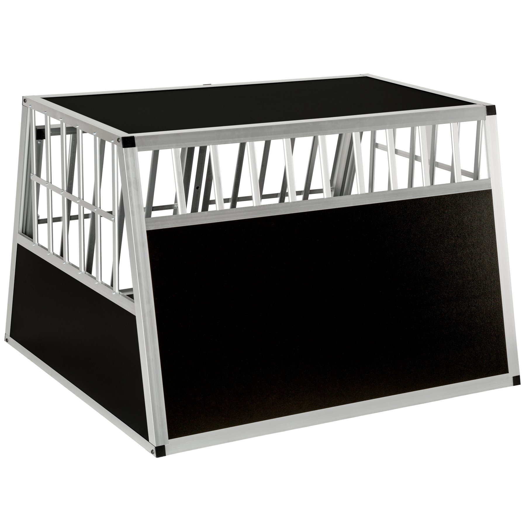 tectake® Box da Trasporto Doppio per Cane, Design Sicuro, Facile da Montare e Pulire, Materiali Resistenti, Adatto per Automobile, Trasportino, Dimensioni 104x90,5x69 cm - con Divisorio