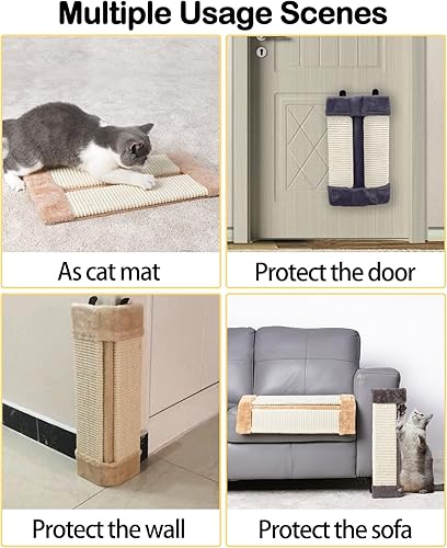 Miniatura 6 de VCEPJH Paquete de 2 rascadores de esquina para gatos, de sisal natural, para montar en la pared, almohadillas de arañazos para gatos de interior,