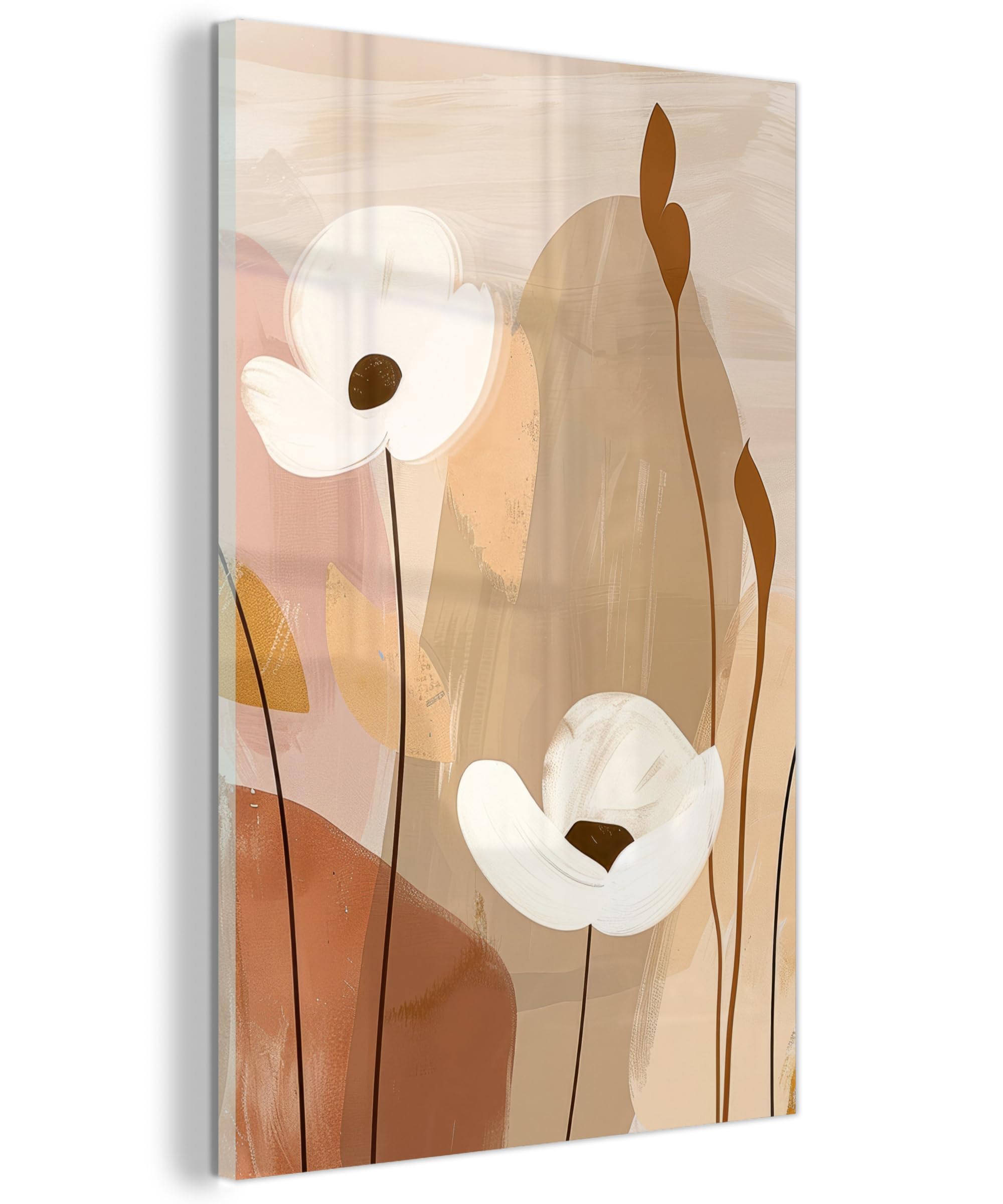 MuchoWow© Quadri Grande Formato 40x60 cm Mini Poster Parete Moderno Interno Stampa Foto Su Vetro Salotto Cornice Murale Arredamento Fiori - Astratto - Beige - Arte