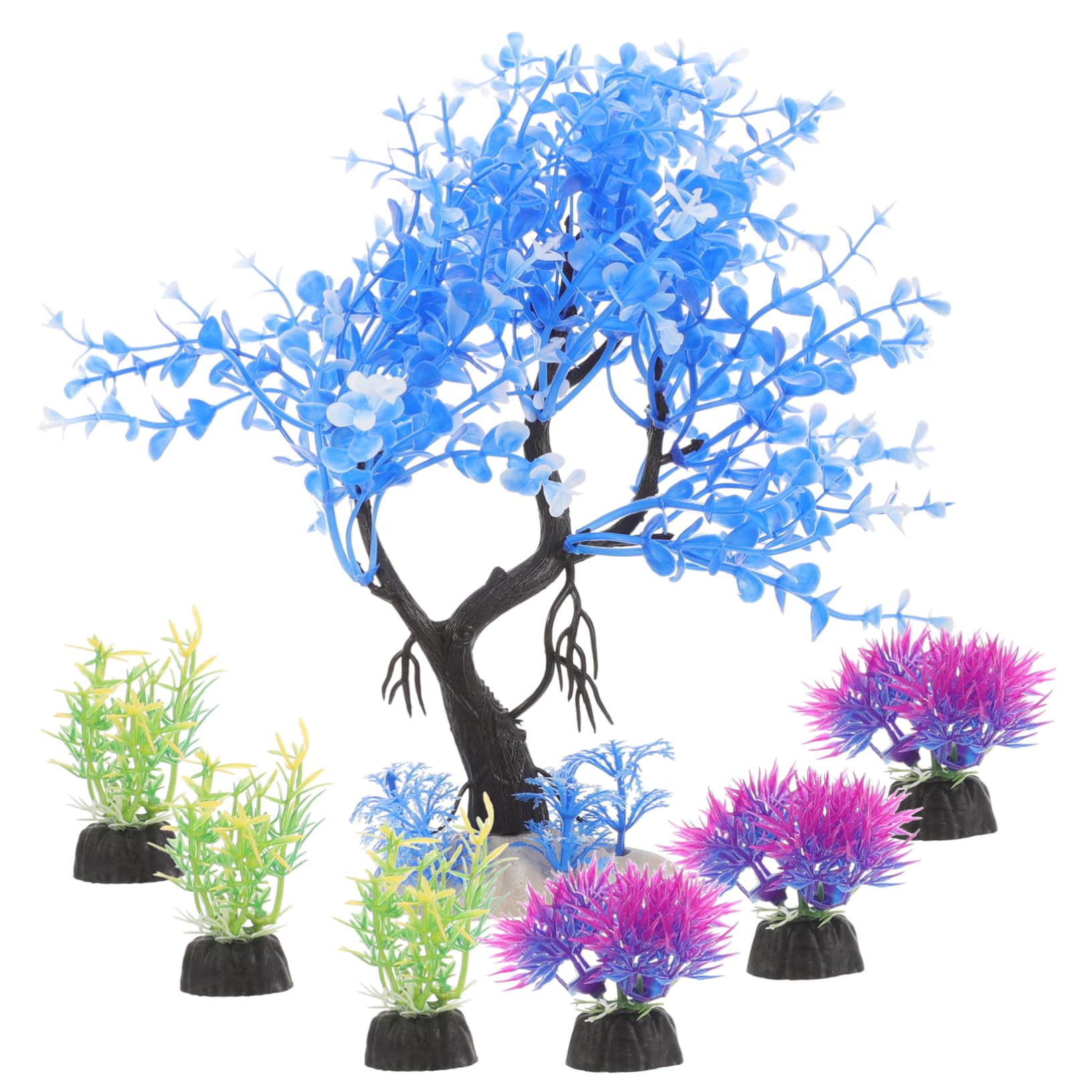 Sosoport 5 Juegos 5 Juegos De Combinación De Plantas De Agua De Simulación Pecera Pecera Planta Artificial Acuario De Agua Dulce Esponja Secadora De Estanque 7 Uds * 5