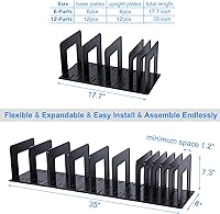 Vista 3 de Adjustable Vertical File Sorter Sturdy Plastic Expandable Upright File Holder, Desktop Binder Organizer, School Office Organization Bookshelf