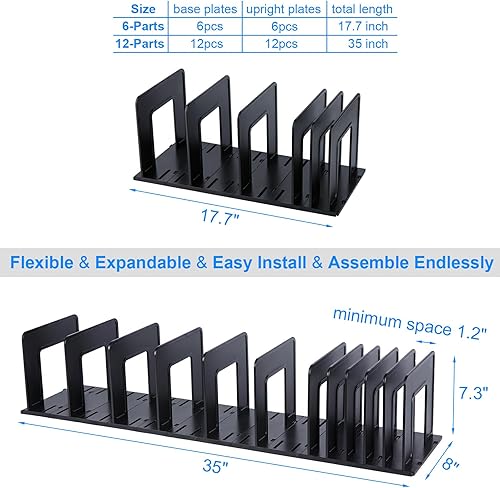 Miniatura 3 de Adjustable Vertical File Sorter Sturdy Plastic Expandable Upright File Holder, Desktop Binder Organizer, School Office Organization Bookshelf