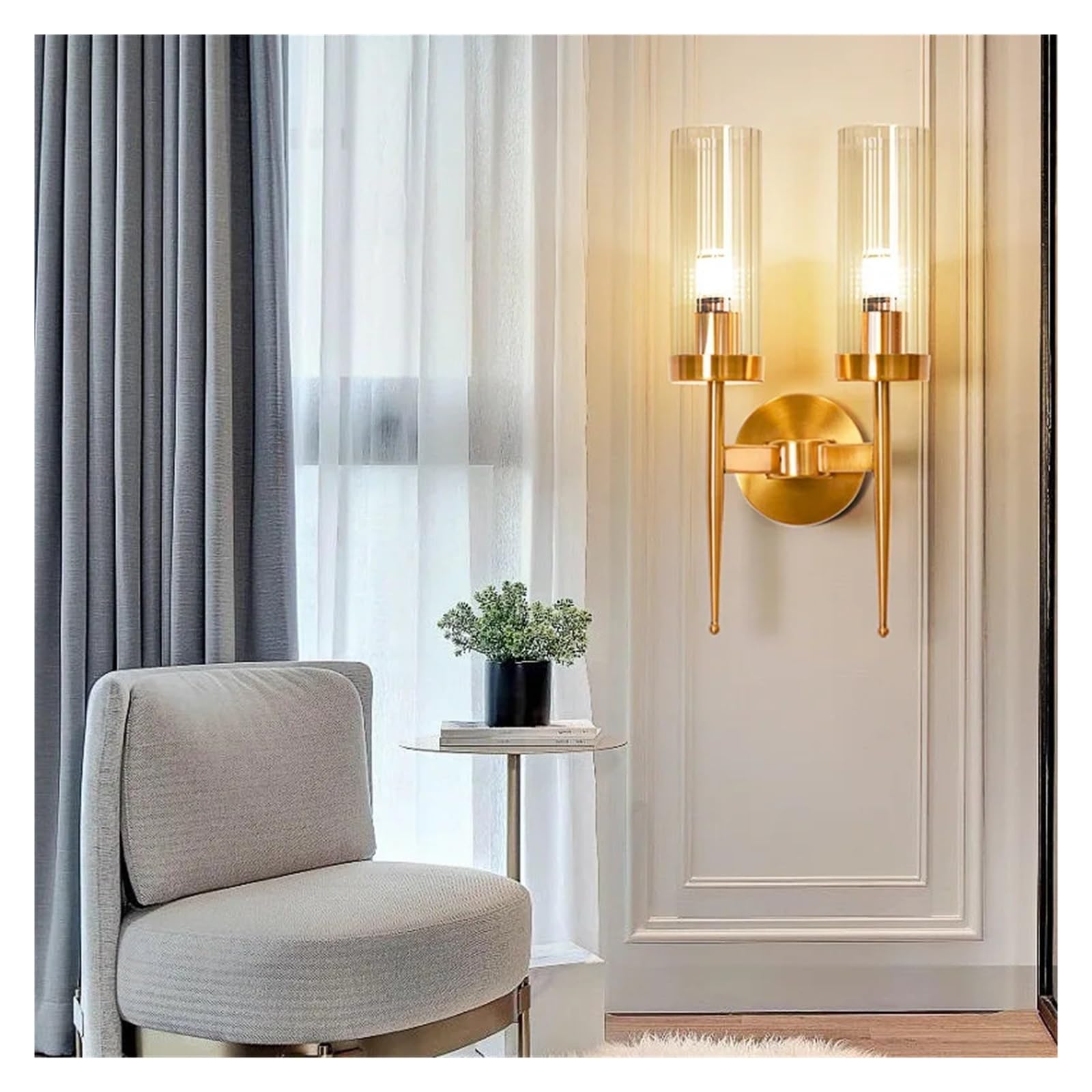 CWCQGH Wall Sconces, Modern Wall Lamp Nordic LED Living Room Lamp Creative Light Luxury Bedroom Bedside Wall Lamps Aisle Corridor Balcony Lamps,Gold