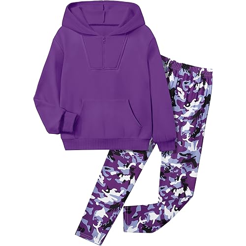 MIGU Girls Clothes Tie Dye Hoodie Sweatshirt + Camo Sweatpants Girls Clothing Sets 2 Piece Fall Winter Outfits 6-14T