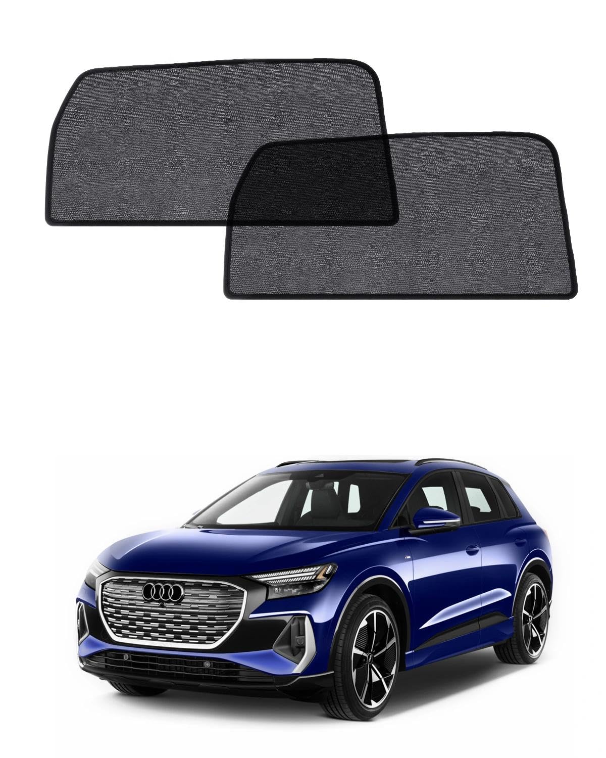 Set de 2 Pare-Soleil pour Voiture pour Audi Q4 e-tron (2021–2025), Pare-soleils pour fenêtres latérales arrières – Tissu en Maille Respirant, Protection UV et Thermique, Protection visuelle pour bébé