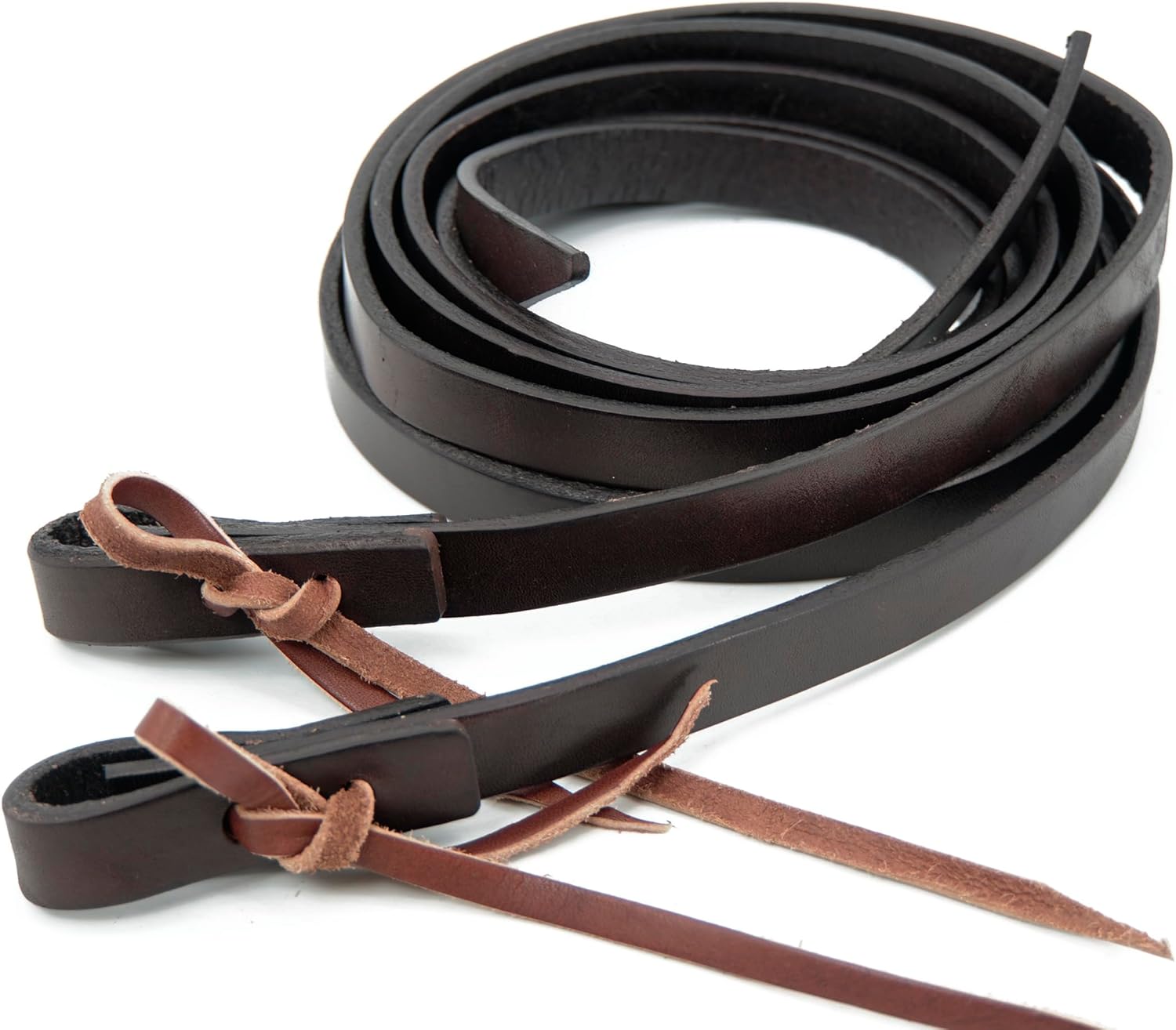 Jeereal Extra Heavy Harness Split Reins, Heavy Oil Weighted,Broken in,Supple Leather Reins, 5/8" x 7'