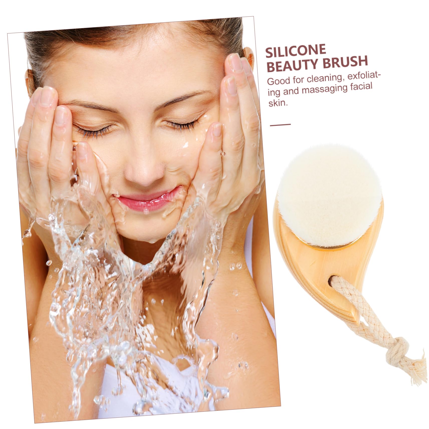 MERRYHAPY Face Brush Wood Handle Makeup Remover Gentle Facial Cleansing Scrubber