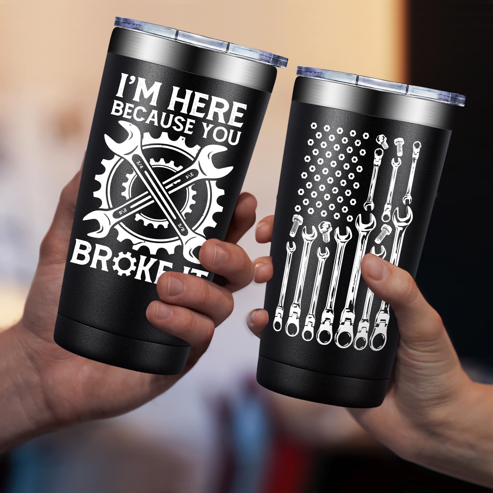 Fufandi Mechanic Gifts - Maintenance Appreciation Gift, Maintenance Man Gifts for Men - Mechanic Worker Travel Coffee Tumbler 20oz