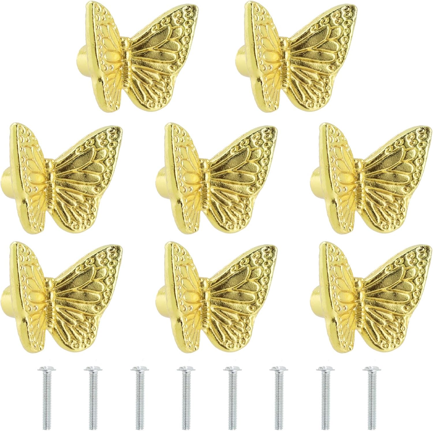 8Pcs Butterfly Drawer Knobs Decorative Cabinet Knobs Brass Gold Single Hole Furniture Household Knobs Hardware