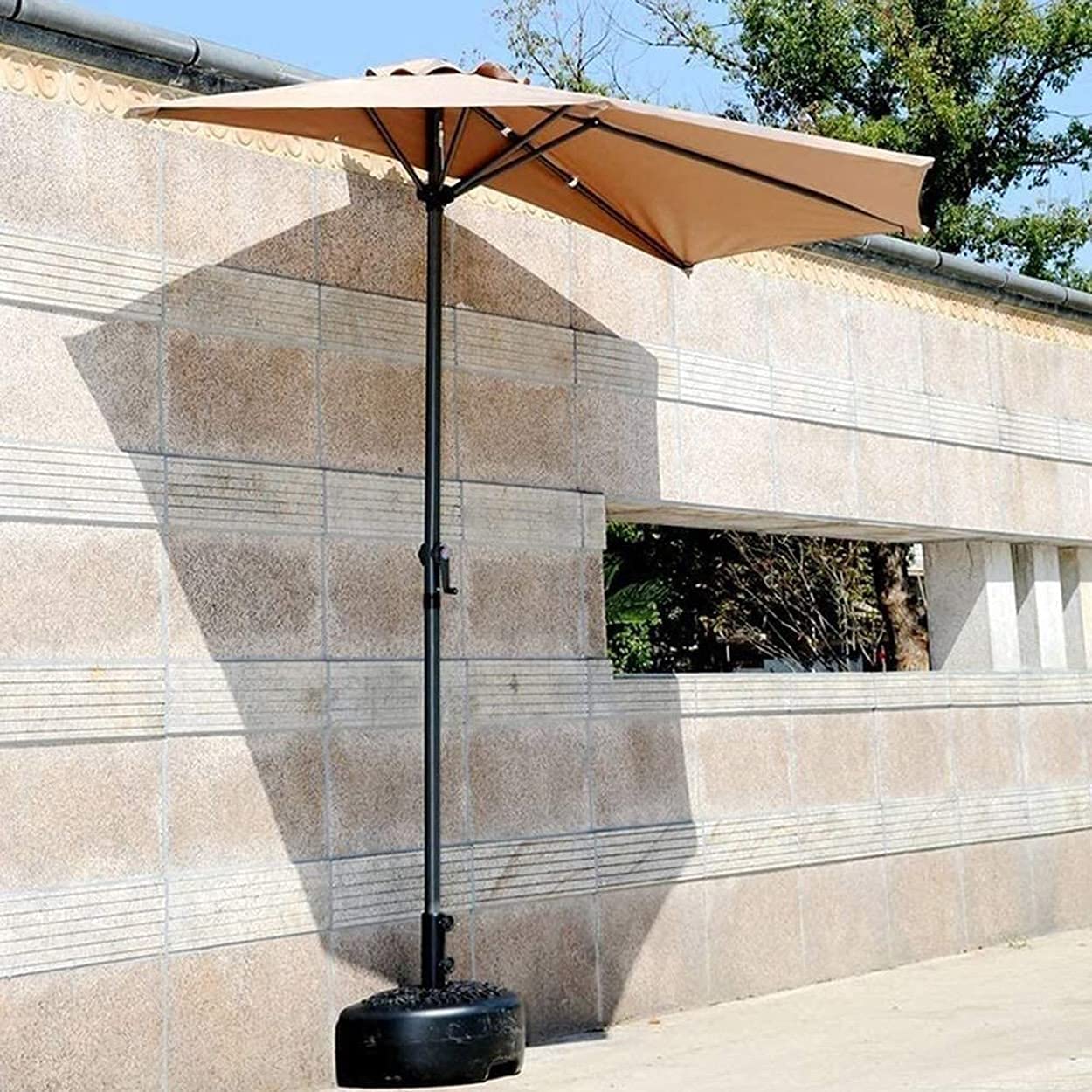 NMDCDH Parasol 300CM/9.8ft Garden Parasols, Half Parasol UV Protective Waterproof Polyester Fiber Balcony Umbrella With Crank Handle, Red/Green/Brown - Not Included Base