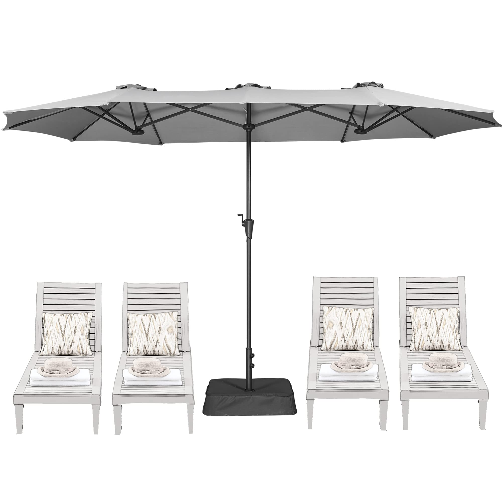 Photo 1 of **READ NOTES**SUPERJARE 13FT Outdoor Patio Umbrella with Base Included, Double Sided Pool Umbrellas with Fade Resistant Canopy, Large Table Umbrella for Deck, Market, Backyard-BABY BLUE