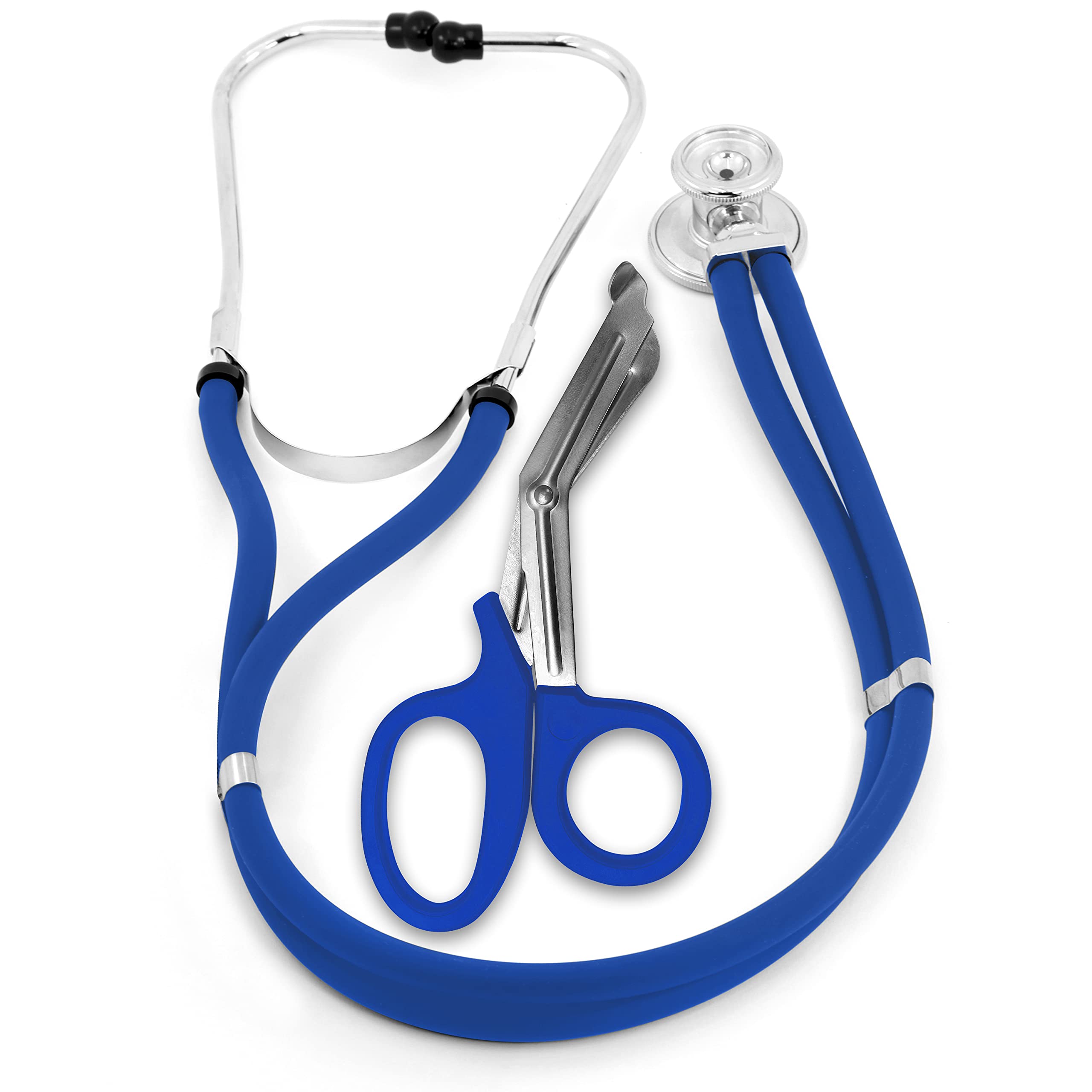 ASA TECHMED Sprague Double Tube Adult and Pediatric Stethoscope + Matching EMT Shears, Ideal for EMT, Nurse, Doctor, Medical Student, Paramedic, and First Responders (Royal Blue)
