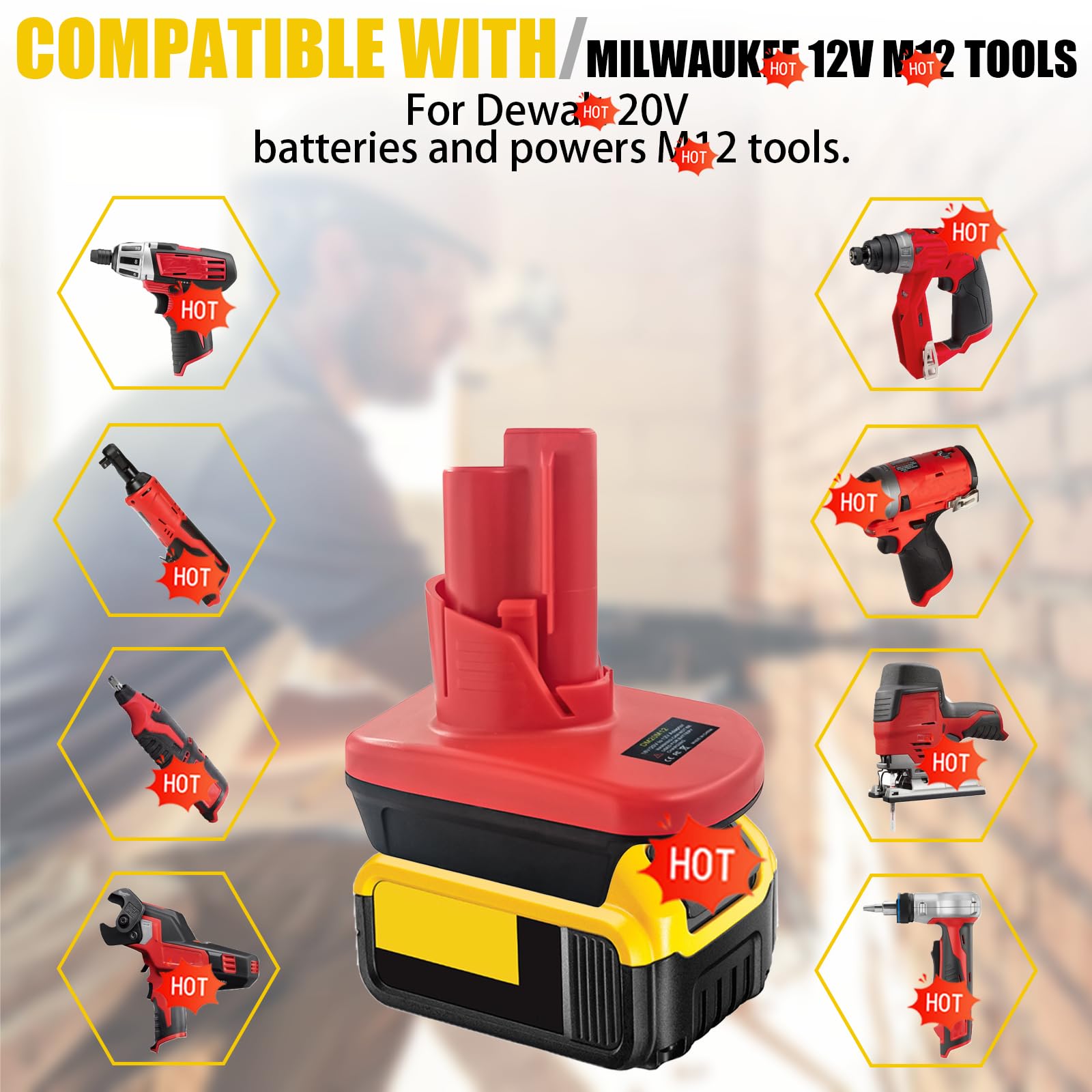 Amazon.co.jp: Milwaukee M18 - M12アダプター用、DeWalt 20V 