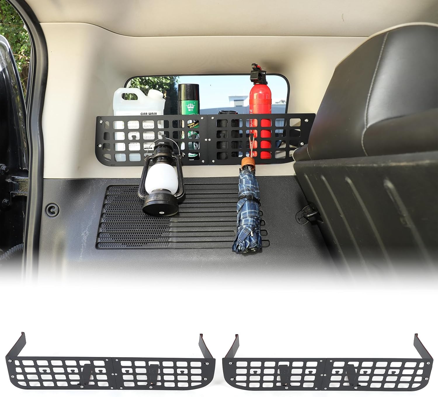 PIUGILH Rear Window Side Storage Racks Compatible with Hummer H3 2005-2009 Trunk Side Window Molle Storage Panels Cargo Racks
