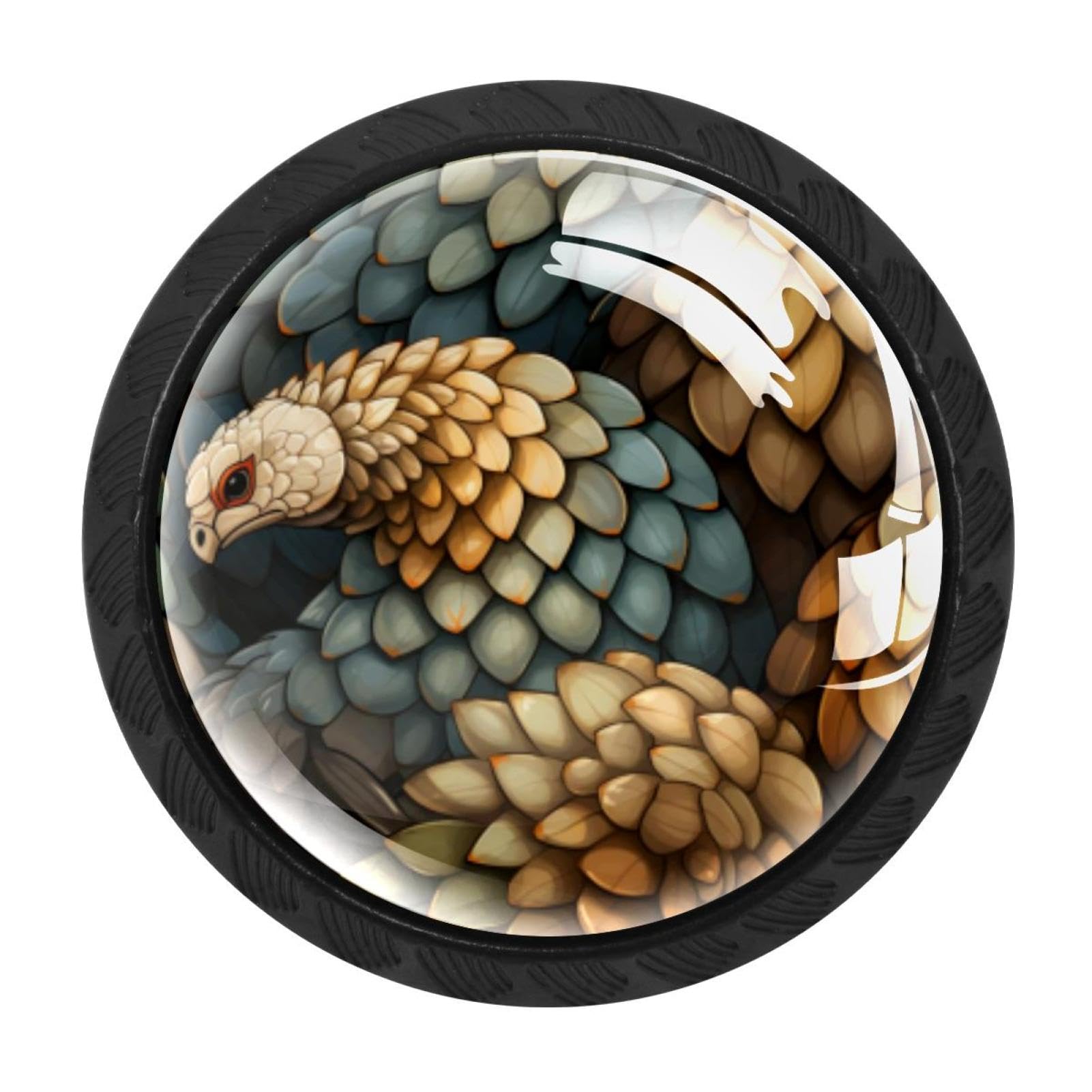 CHENZZZZ 4PCS Pangolin Dresser Knob Round Glass Drawer Knobs Pulls Cabinet Handle for Home Kitchen Office Bathroom Wardrobe Cupboard