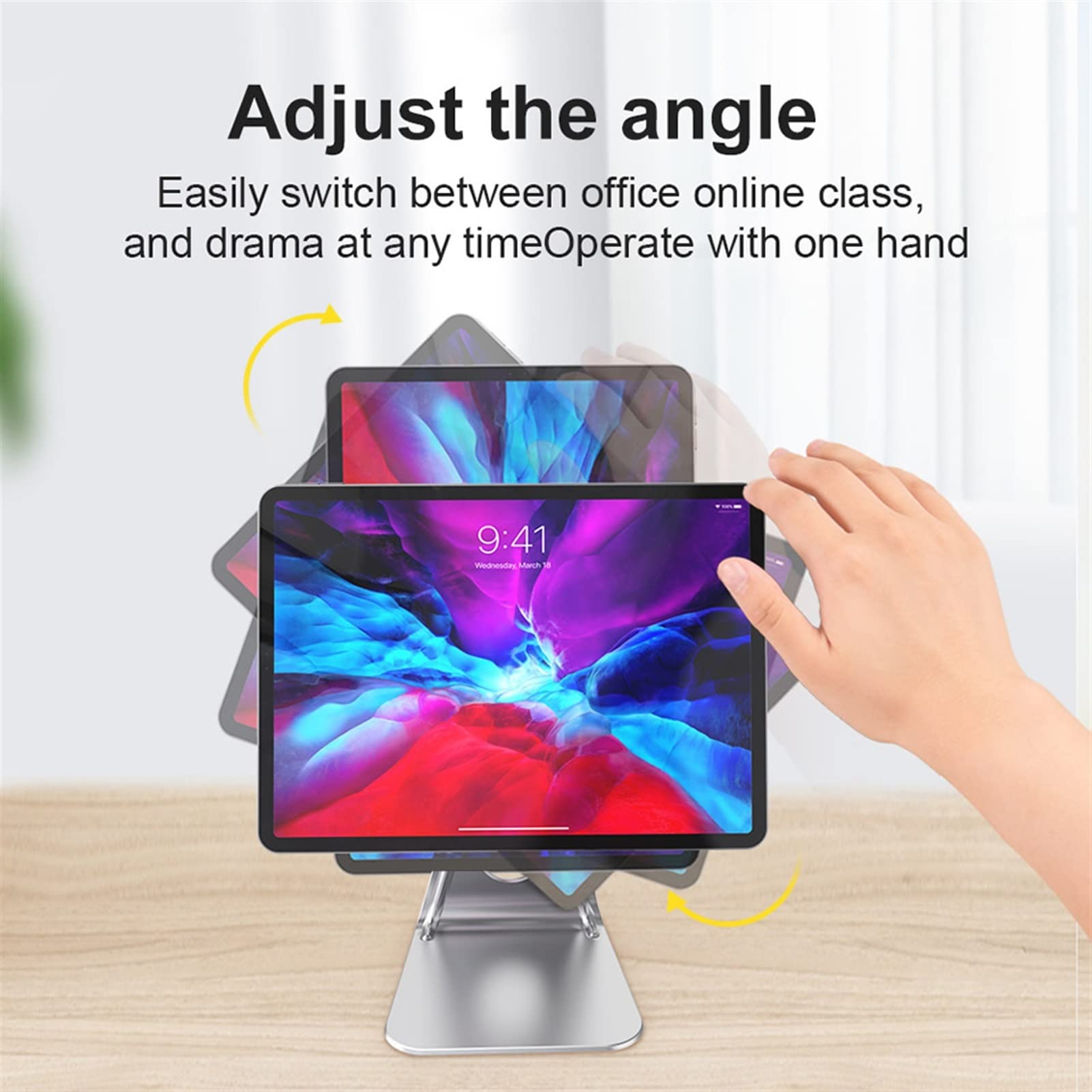 Supporto per Tablet Supporto for tablet, supporto for tablet magnetico desktop universale, supporto tablet in alluminio regolabile multi-angolo for tablet e telefoni entro 12,9 pollici Porta Tablet
