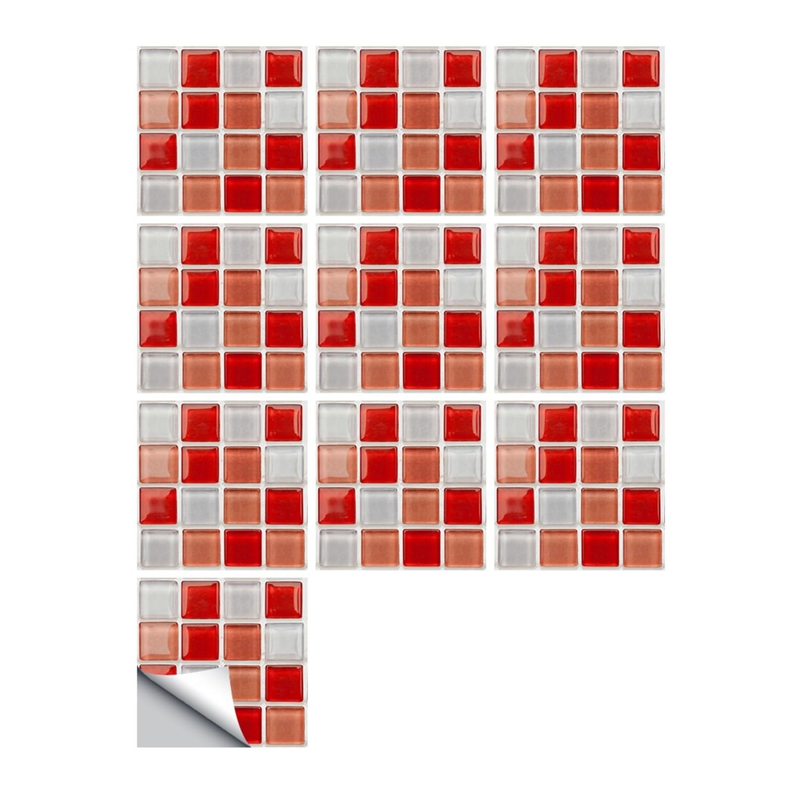 Mosaic Marble Effect Tile Stickers, Waterproof Simulation Mosaic Wall Stickers 10x10cm, Removable Decals for Home Decor(Color 7,10x10cm 10pcs)