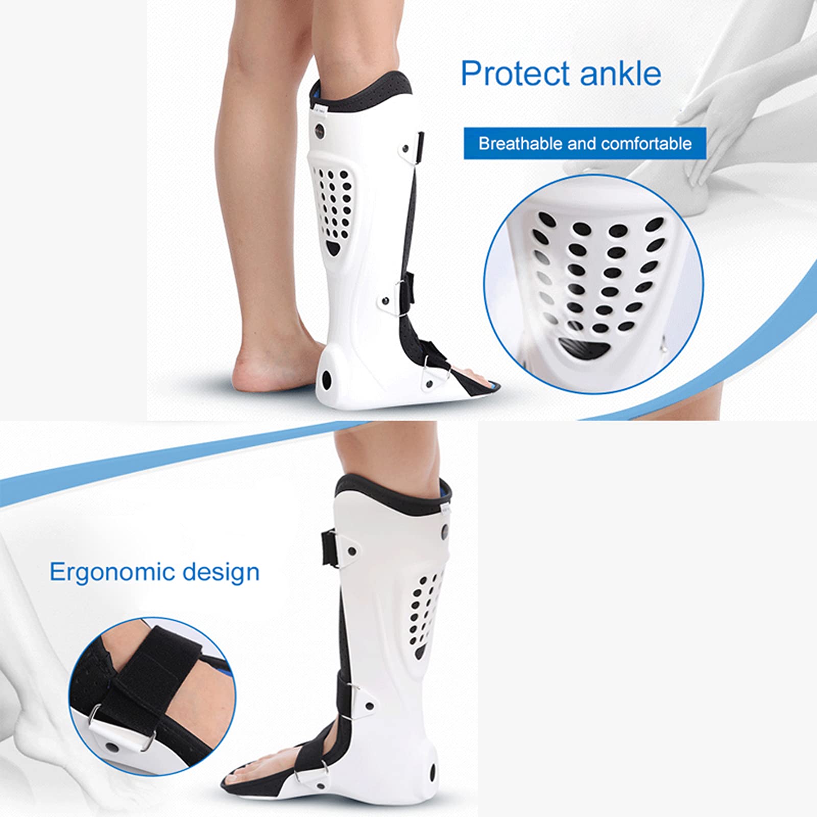 Soporte para la espinilla, ortesis, Bota ortopédica para Caminar, Soporte para el Tobillo, cómodo y Transpirable, Antideslizante, para rehabilitación de fracturas, cuidados de e