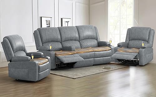 Miniatura 32 de Juego de sofá modular reclinable manual, 7 asientos, sofá modular reclinable esquinero de terciopelo holandés suave, sofá reclinable en forma de L