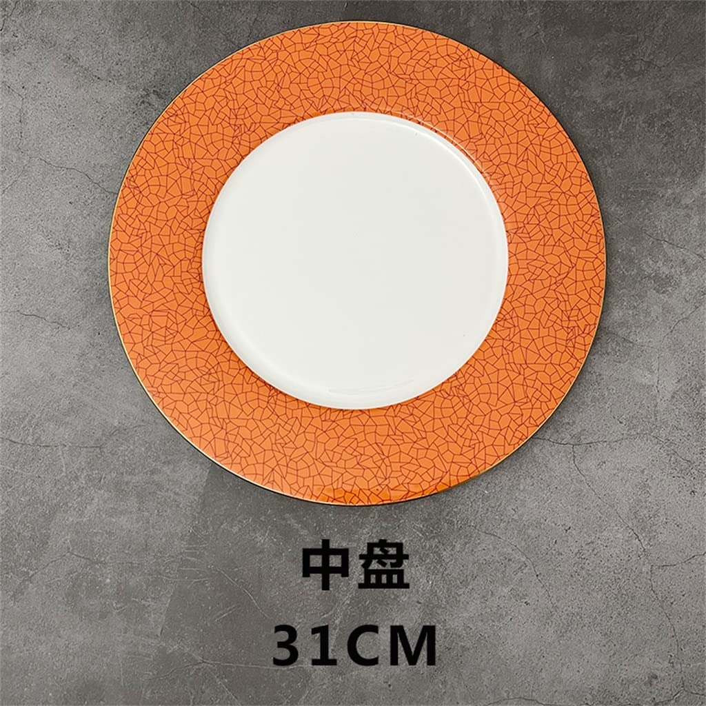 Juego de vajilla variada, Plato de Cena de Porcelana China, Plato Redondo de Restaurante, Cuenco, Plato, Mantel Individual, Juego Completo Combinado (Talla única)