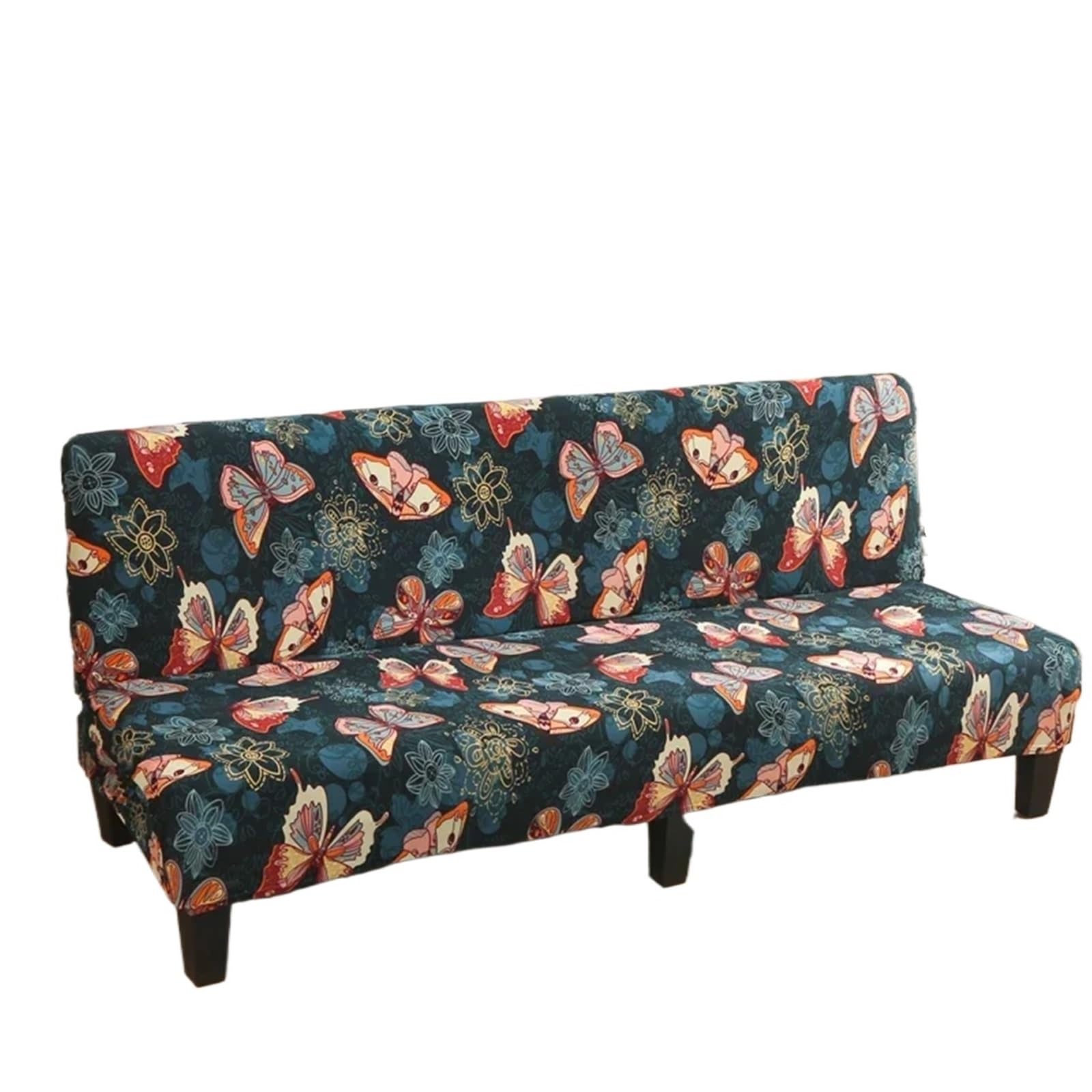 GCYEIDMA Armless Sofa Slipcover Armless Futon Slipcovers Stretch Folding Sofa Bed Cover with Elastic Bottom, Printed Fitted Couch(Color 5,M 155-185CM)