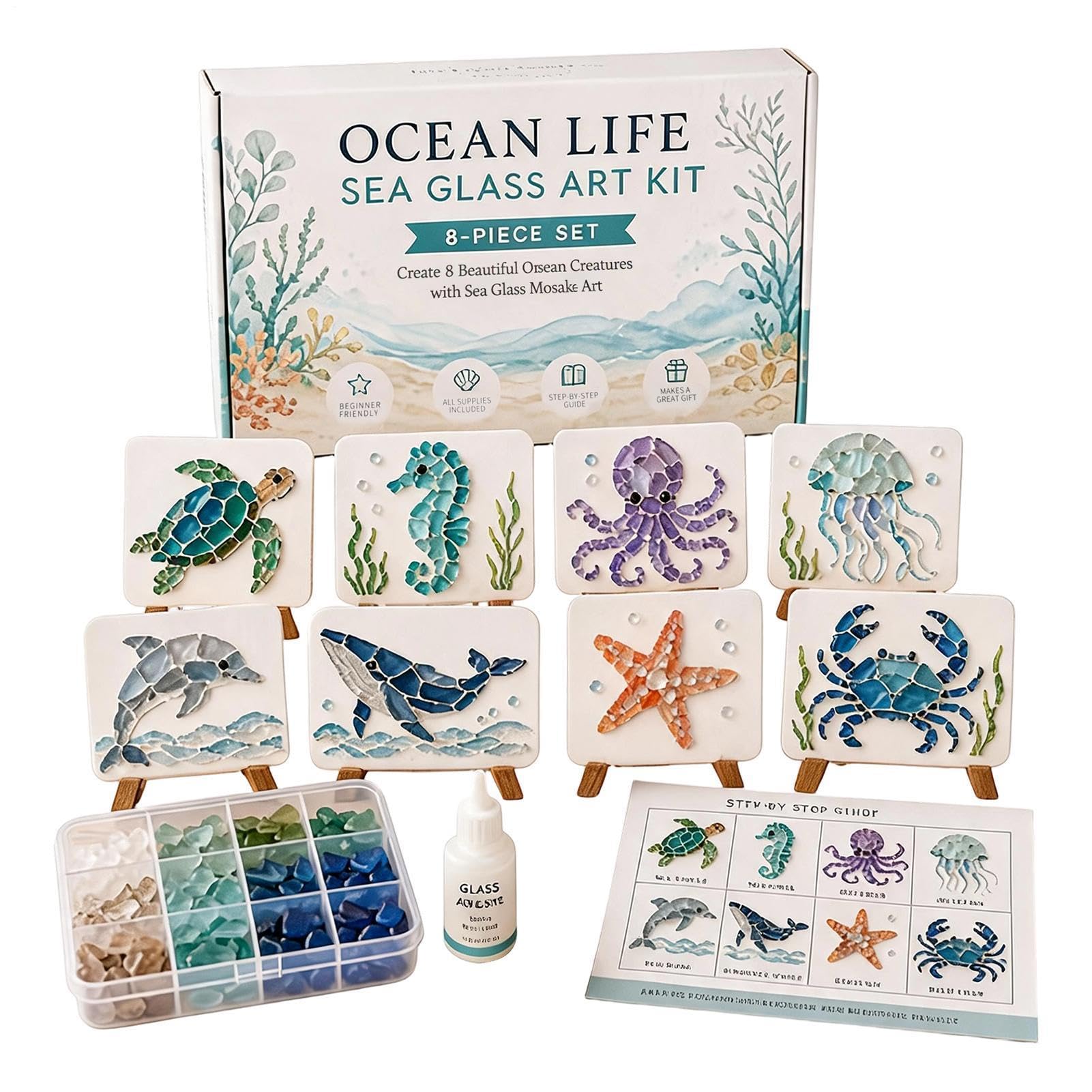 DIY Sea Glass Mosaic Art Kit, Sea Glass For Crafting, Crushed Glasses Art
