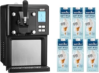 Cooks Professional Luxury Soft Serve Ice Cream Maker | 1.5L | Self-Cooling Compressor | Auto Cleaning | Digital Display | Perfect for Whippy Sundaes & Desserts | Includes 6 x 1L Dairy-Free Vegan Mix