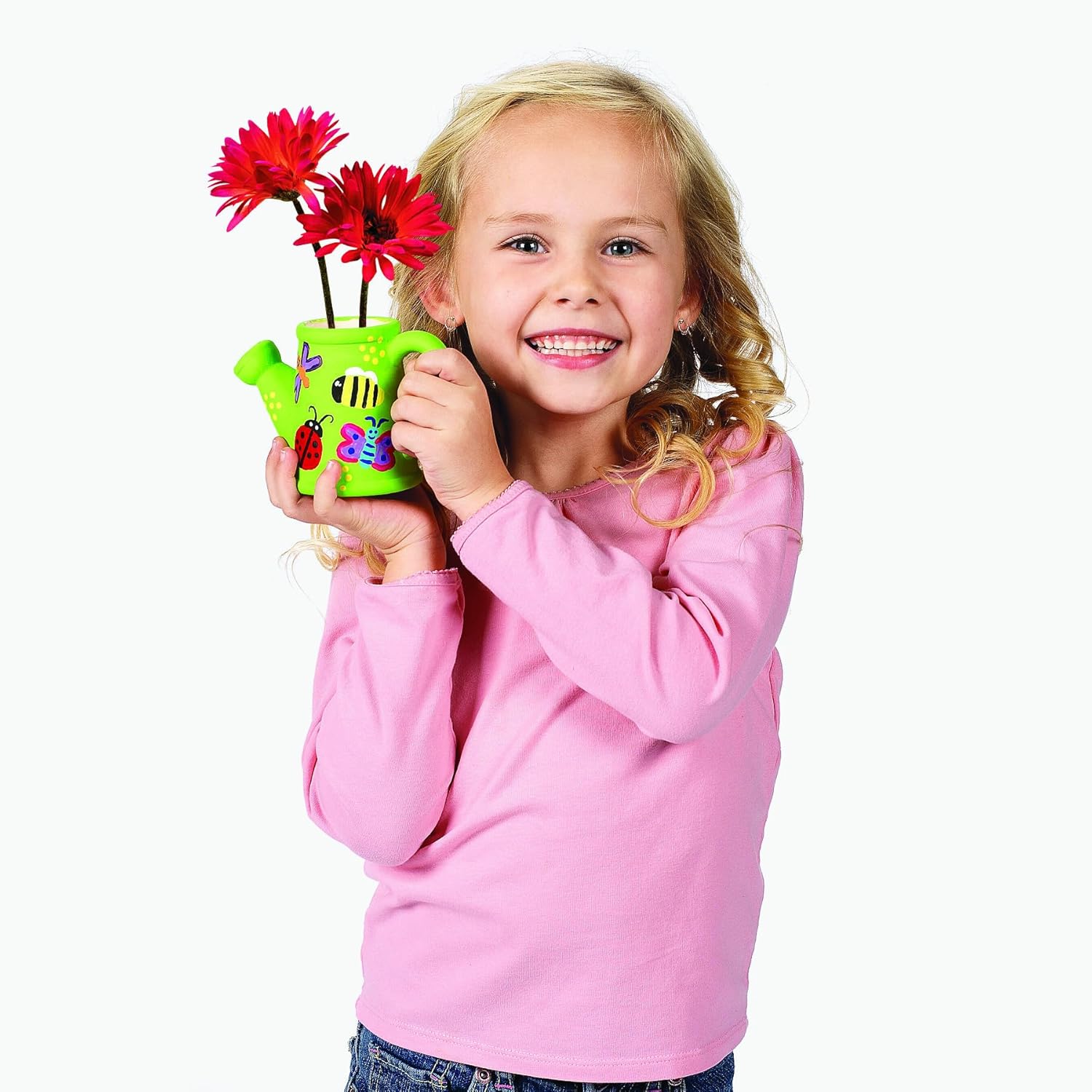 Fun Express DIY Ceramic Pot Watering Can Planter Pottery Kit for Kids - Paint Your Own Ceramic Painting Kit with 12 Small Flower Pots | Ceramics to Paint Crafts for Classroom, Home & Birthday Party