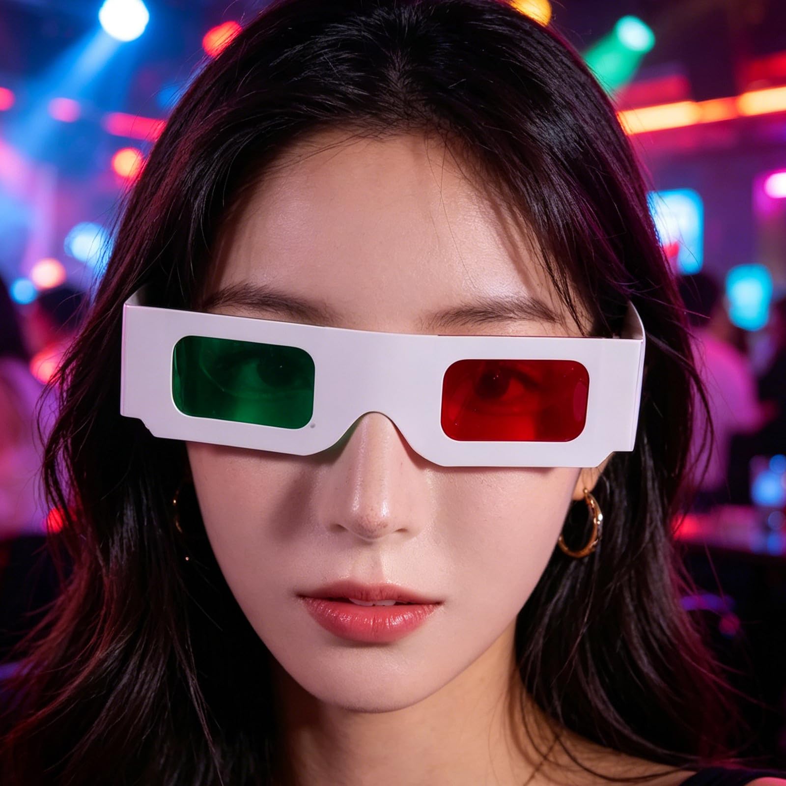 20 occhiali 3D di carta per film e TV - Lenti verdi e rosse, montatura bianca, occhiali anaglifi per film stereoscopici, foto e progetti STEM.