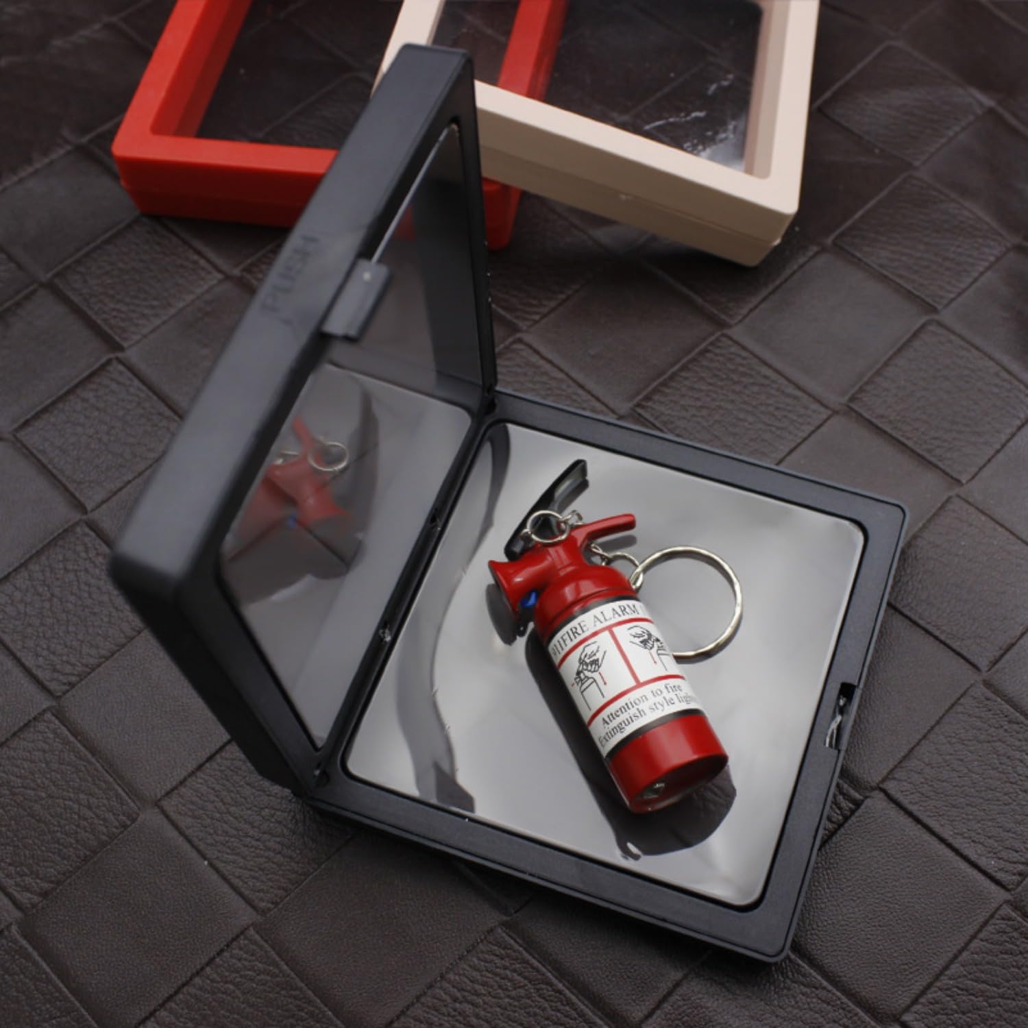 Amazon.com: RR001 Red Mini Fire Extinguisher Style Butane Lighter for Cigar  & Cigarette, Refillable Open Flame Keychain Lighter : Health & Household