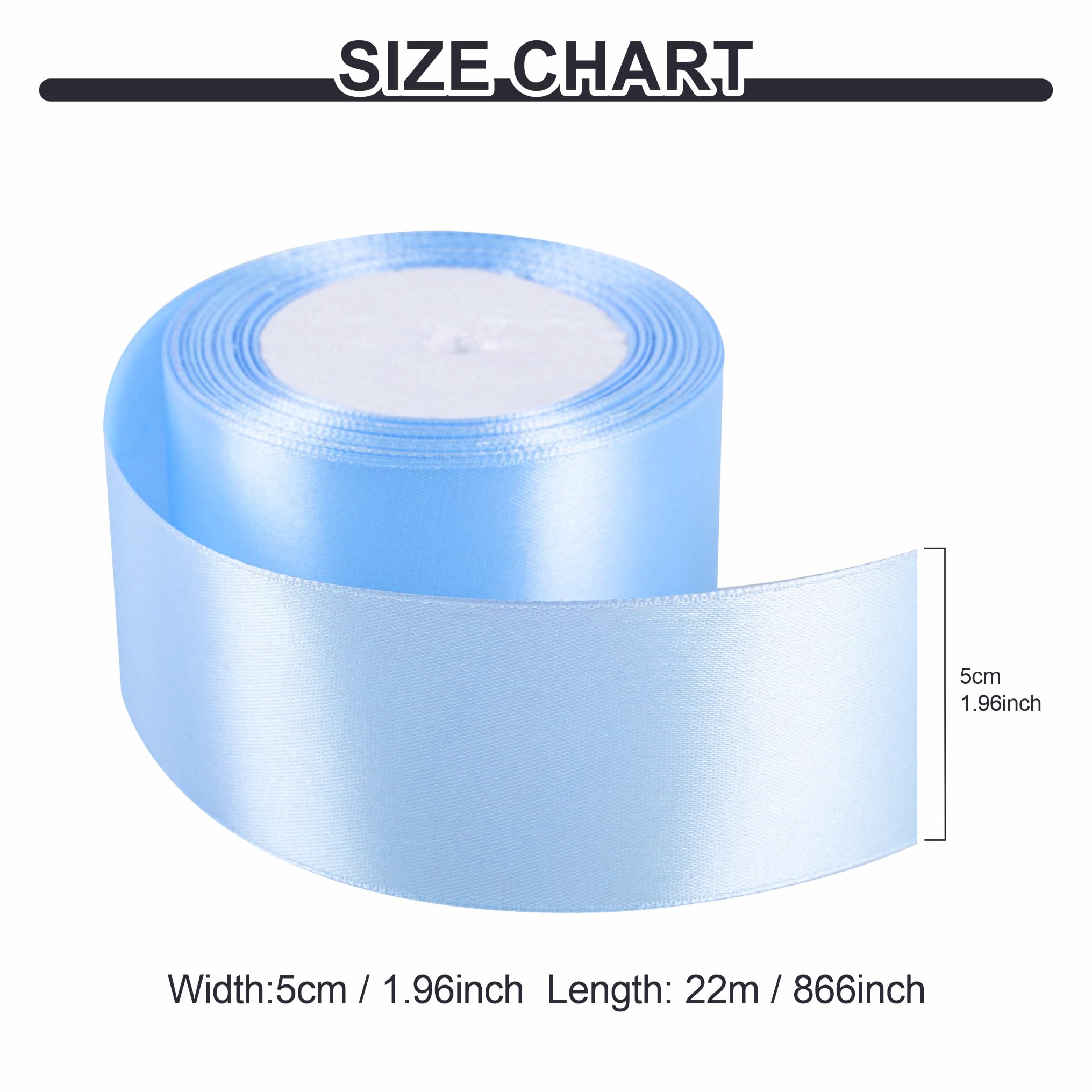 50mm Blue Ribbon for Gift Wrapping 22M - Image 3