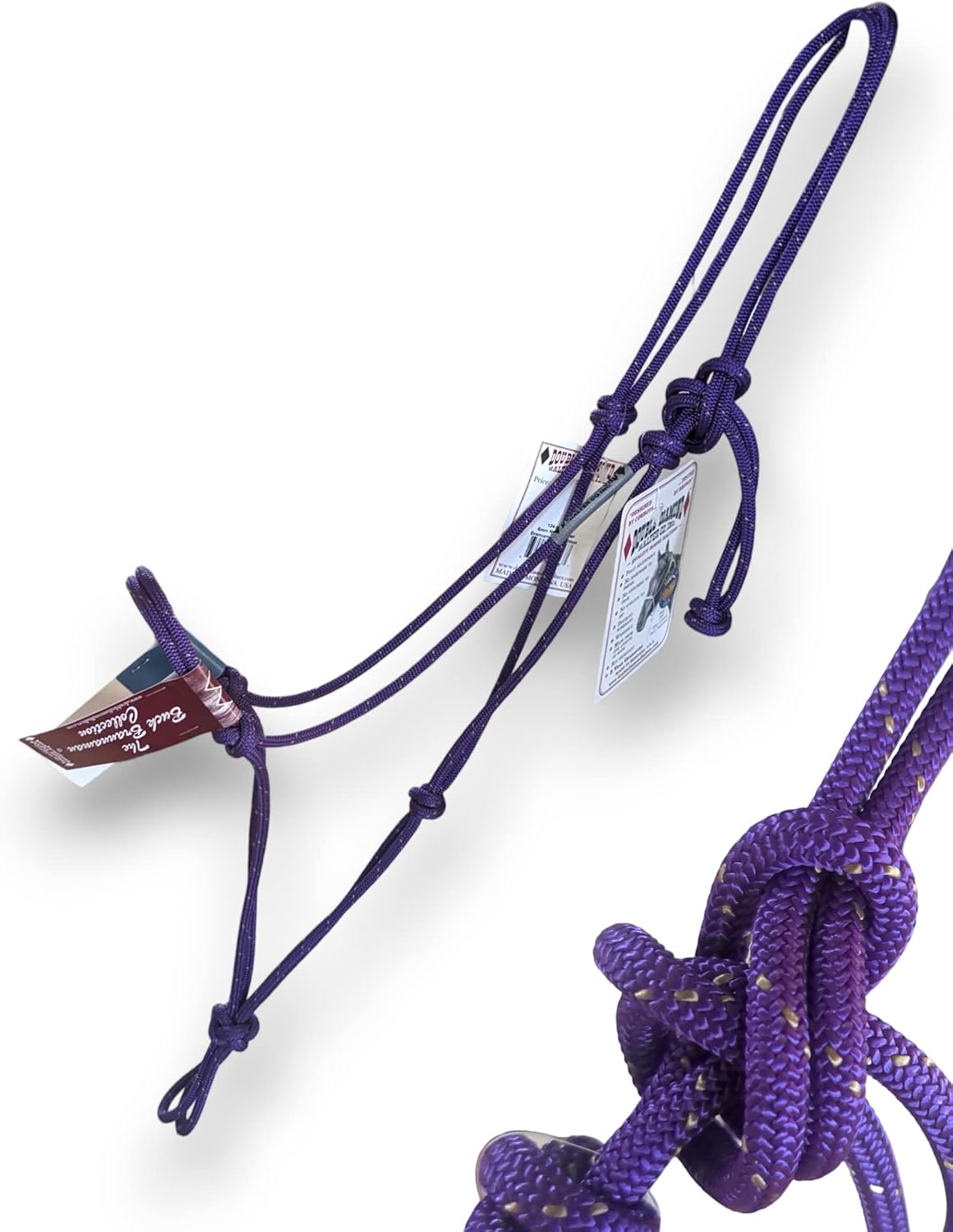 Double Diamond 6mm Nylon Reata Horse Halters | Built by Cowboys, Tested by Broncs | Buck Brannaman Series (Light Blue w/Black Tracer)