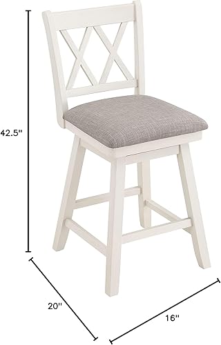 Miniatura 60 de Home Brookline - Taburete giratorio de bar con mecanismo giratorio de 360°, taburetes rústicos de granja para encimera de cocina con cojín, altura