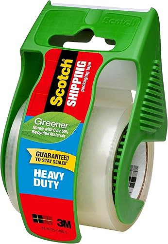 Miniatura 7 de Scotch Cinta de embalaje de envío ecológica resistente, 1 rollo con dispensador, 1.88 pulgadas de ancho x 700 pulgadas, núcleo de 1.5 pulgadas,