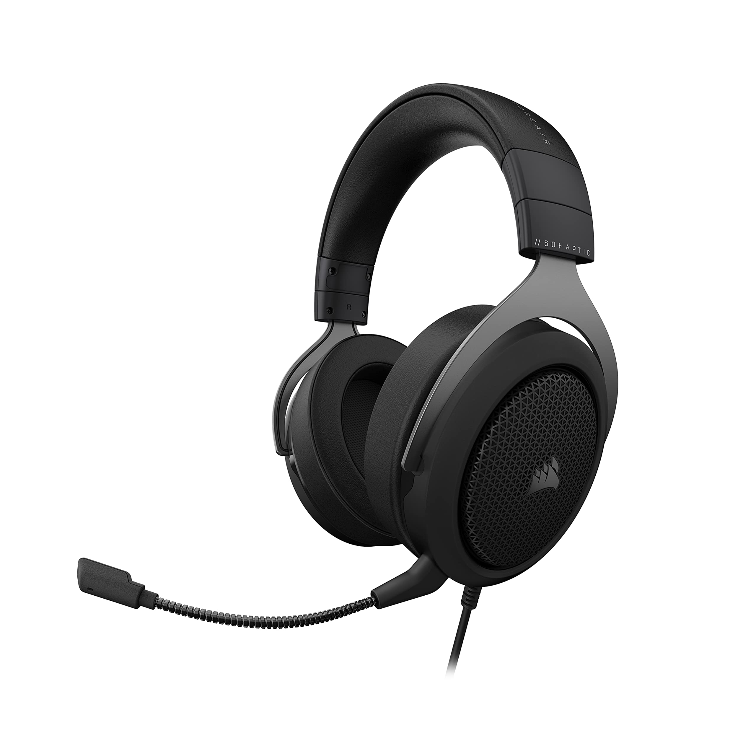 Corsair HS60 HAPTIC Stereo Gaming Headset (Haptic Bass Powered by Taction  Technology, Soft Memory Foam Earmuffs, Custom Tuned 50mm Neodymium Audio,  Detachable Microphone) Carbon,One Size, Black : Amazon.nl: Electronics &  Photo